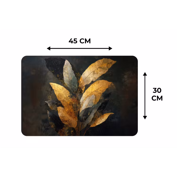 Gouden Bladcompositie – Botanische Luxe Placemat vinyl groot -specs
