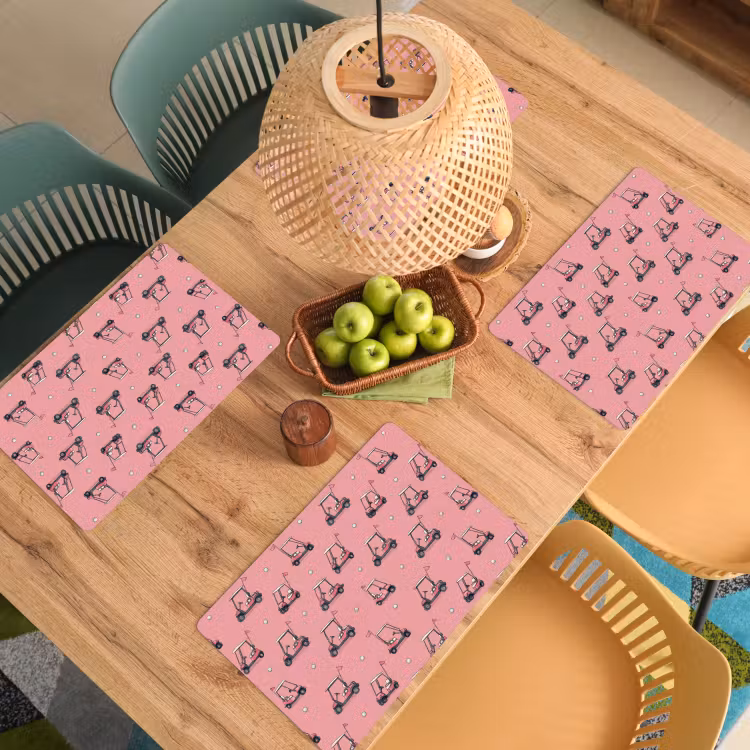 Golfkar - Retro - Roze Placemat vinyl groot 368 -zzsfeer5_Kitchenyeah-website
