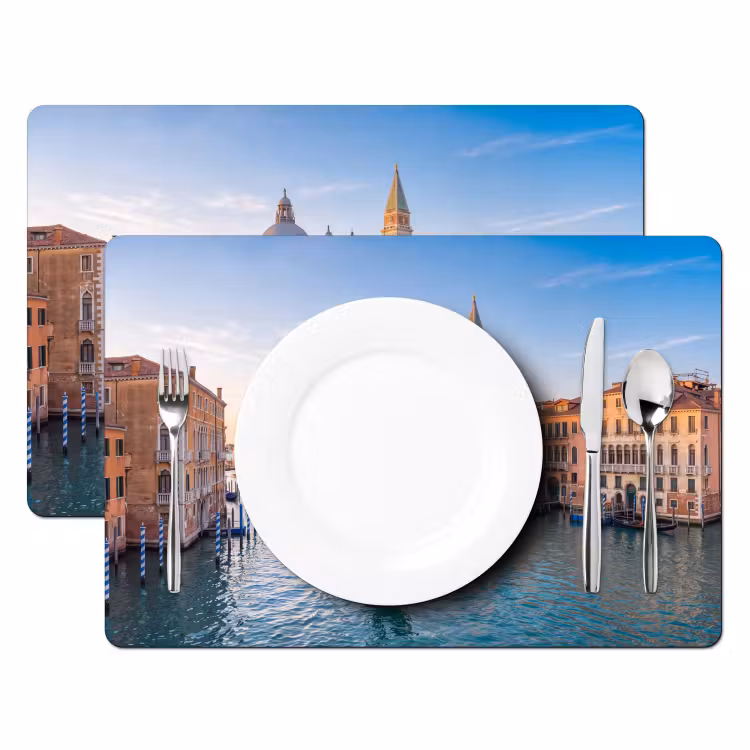 Gondel - Venetië - Kanaal - Stadsgezicht - Avondlicht Placemat vinyl groot -zzsfeer2_Kitchenyeah-website