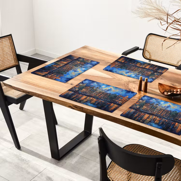 Grachten Amsterdam - Huizen - Stad - Kleurrijk Placemat vinyl groot -zzsfeer4_Kitchenyeah-website