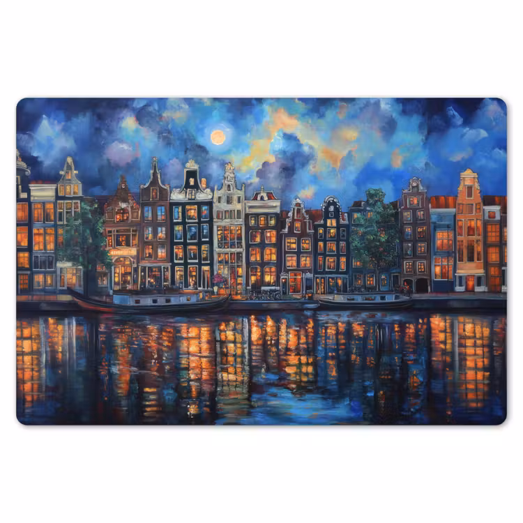 Grachten Amsterdam - Huizen - Stad - Kleurrijk Placemat vinyl groot -zzsfeer1_Kitchenyeah-website