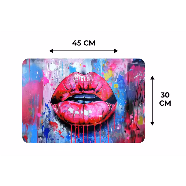 Graffiti - Lippen - Felroze - Geschilderd Placemat vinyl groot -specs
