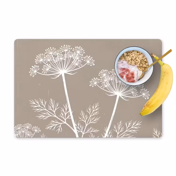 Grafisch - Fluitenkruid - Taupe Placemat vinyl groot -zzzproduct_Kitchenyeah-website