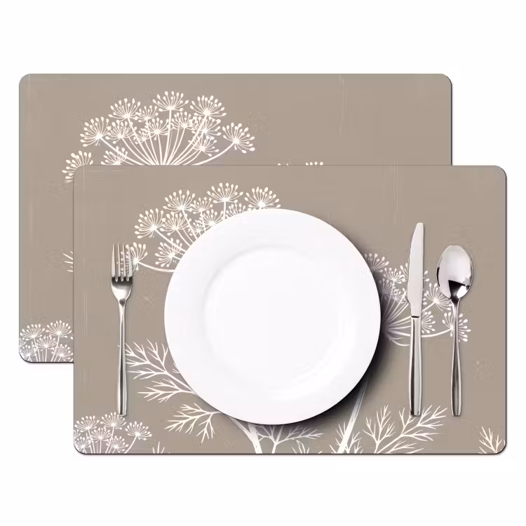 Grafisch - Fluitenkruid - Taupe Placemat vinyl groot -zzsfeer2_Kitchenyeah-website