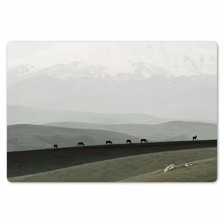 Grijs - Berg - Paarden Placemat vinyl groot -zzsfeer1_Kitchenyeah-website