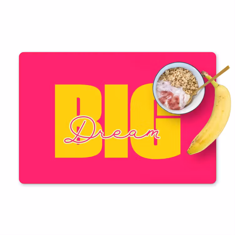 Dream big - Roze - Geel - Minimalistisch Placemat vinyl groot -zzzproduct_Kitchenyeah-website