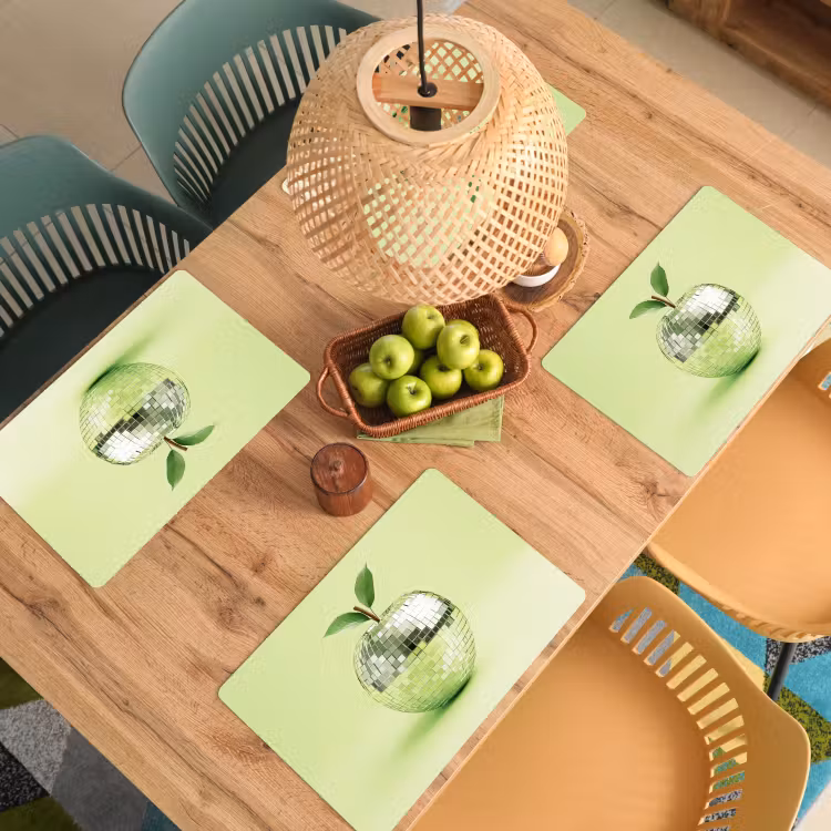Groen - Disco - Decoratie - Appel Placemat vinyl groot -zzsfeer5_Kitchenyeah-website