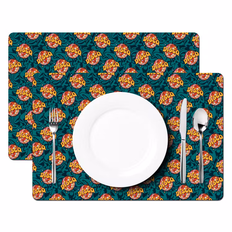 Groen - Disco - Patroon Placemat vinyl groot 368 -zzsfeer2_Kitchenyeah-website