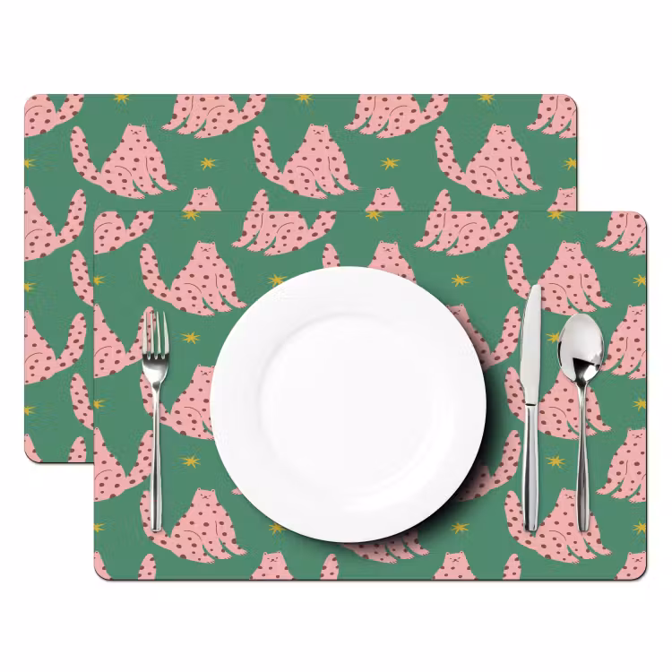 Groen - Katten - Stippen - Sterren Placemat vinyl groot 368 -zzsfeer2_Kitchenyeah-website