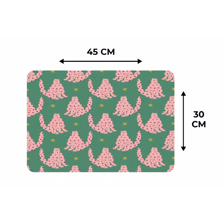Groen - Katten - Stippen - Sterren Placemat vinyl groot 368 -specs