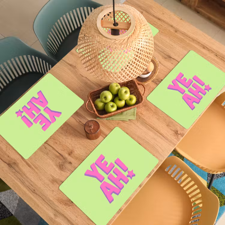 Groen - Neon - Quote Placemat vinyl groot -zzsfeer5_Kitchenyeah-website