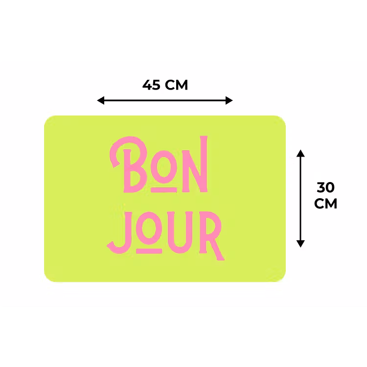 Groen - Roze bonjour - art-deco Placemat vinyl groot -specs
