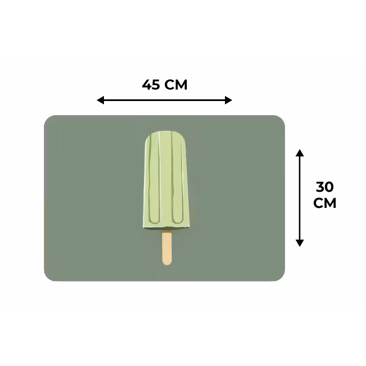 Groen - Waterijsje - Stokje - Illustratie Placemat vinyl groot -specs