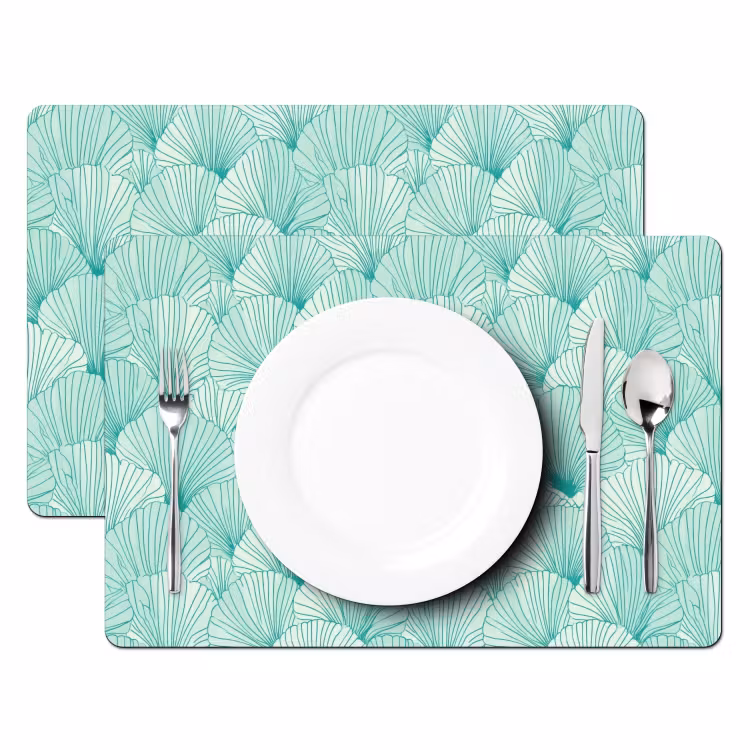 Groen - Wit - Ginko - Getekend - Textuur Placemat vinyl groot 368 -zzsfeer2_Kitchenyeah-website