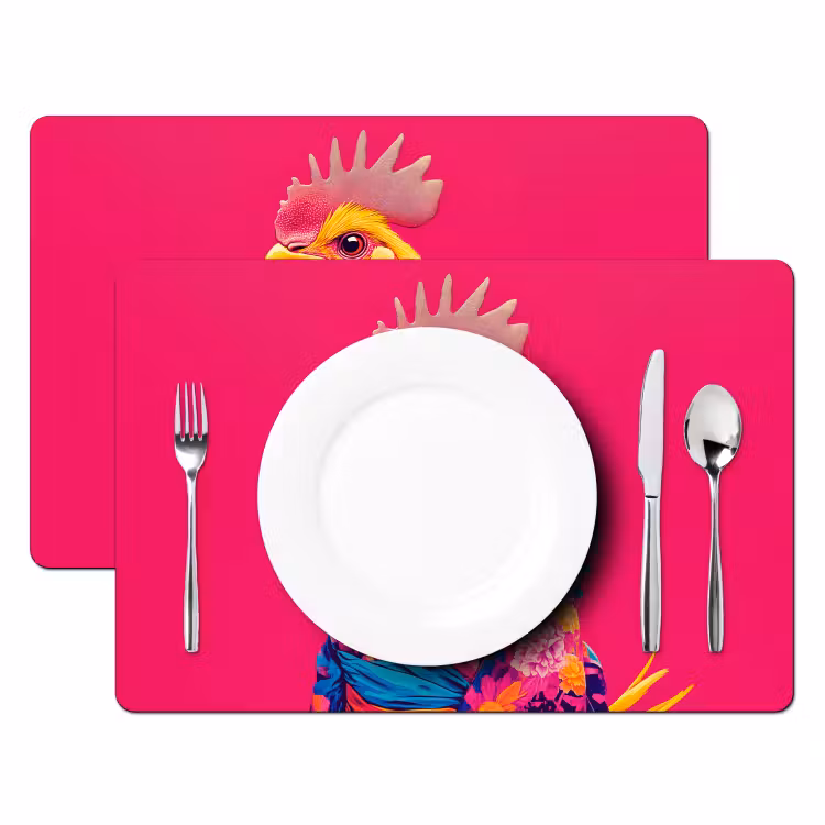 Haan - Kleurrijk - Kimono - Roze Placemat vinyl groot -zzsfeer2_Kitchenyeah-website