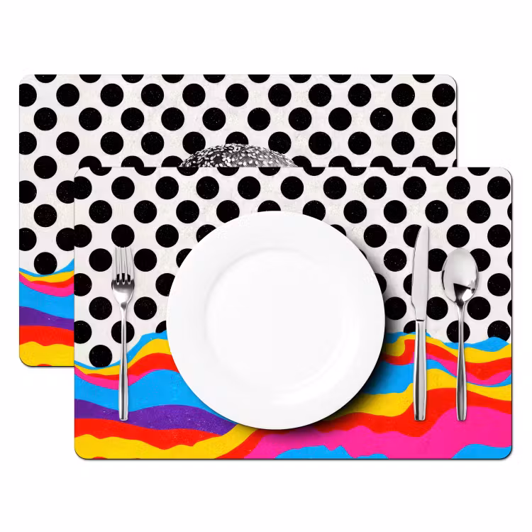 Hamburger - Stippen - Golven - Kleuren Placemat vinyl groot -zzsfeer2_Kitchenyeah-website
