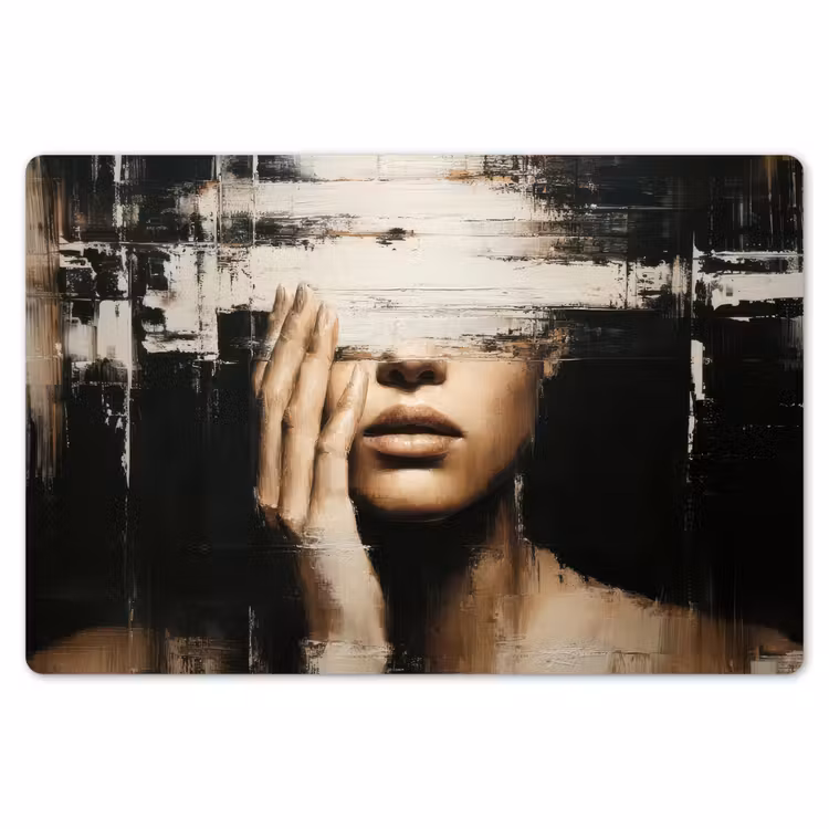 Hand - Gezicht - Strepen - Abstract Placemat vinyl groot -zzsfeer1_Kitchenyeah-website