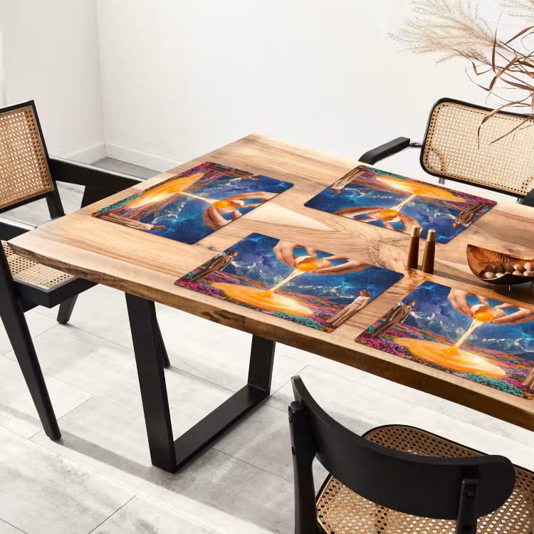 Tischset - 6 Stück - Hände – Ei – Surrealismus - Handen - Ei - Surrealisme Placemat vinyl groot