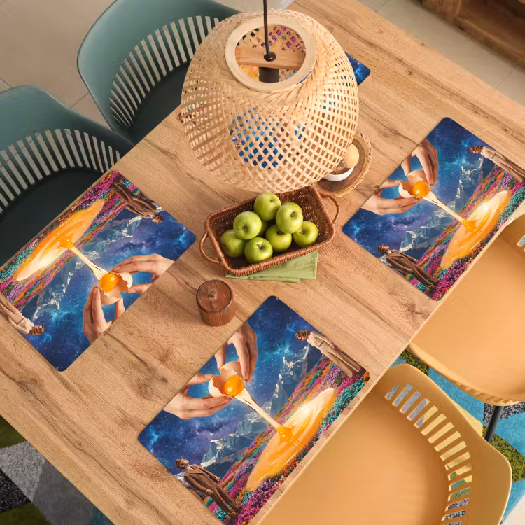 Tischset - 6 Stück - Hände – Ei – Surrealismus - Handen - Ei - Surrealisme Placemat vinyl groot