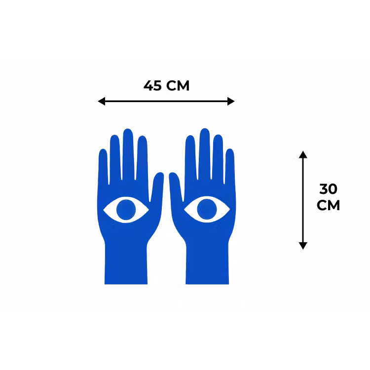 Handen - Twee - Ogen - Blauw Placemat vinyl groot -specs