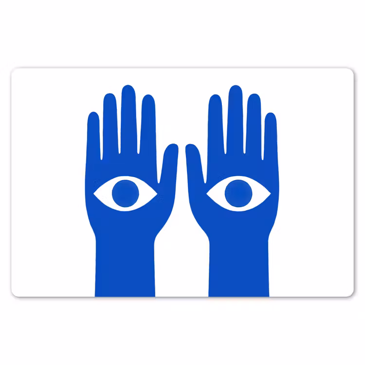 Handen - Twee - Ogen - Blauw Placemat vinyl groot -zzsfeer1_Kitchenyeah-website