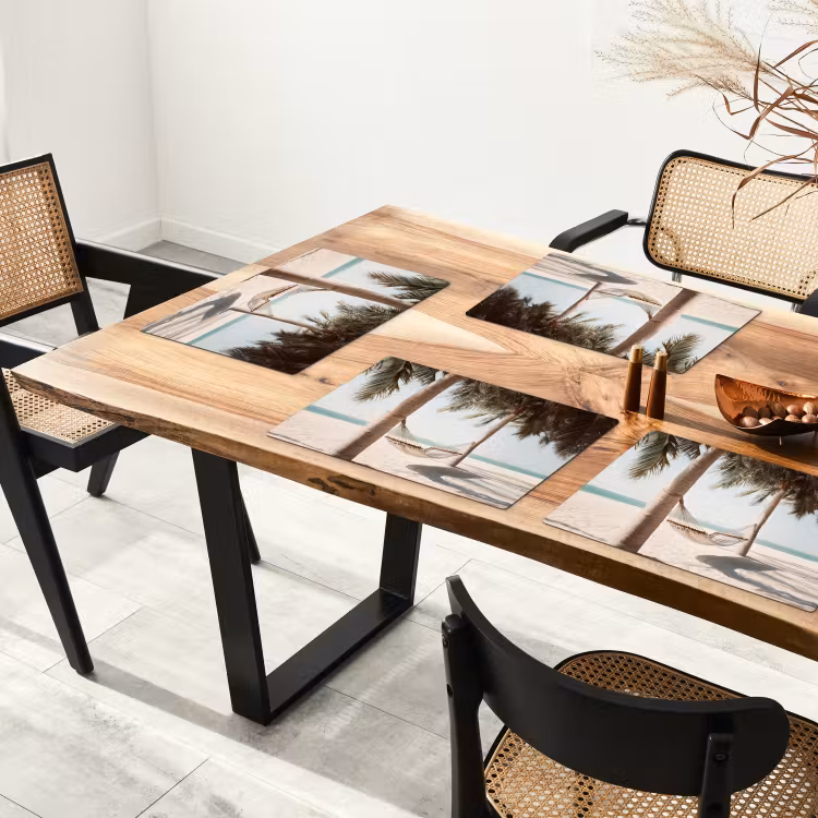 Hangmat - Palmbomen - Strand - Zee Placemat vinyl groot -zzsfeer4_Kitchenyeah-website