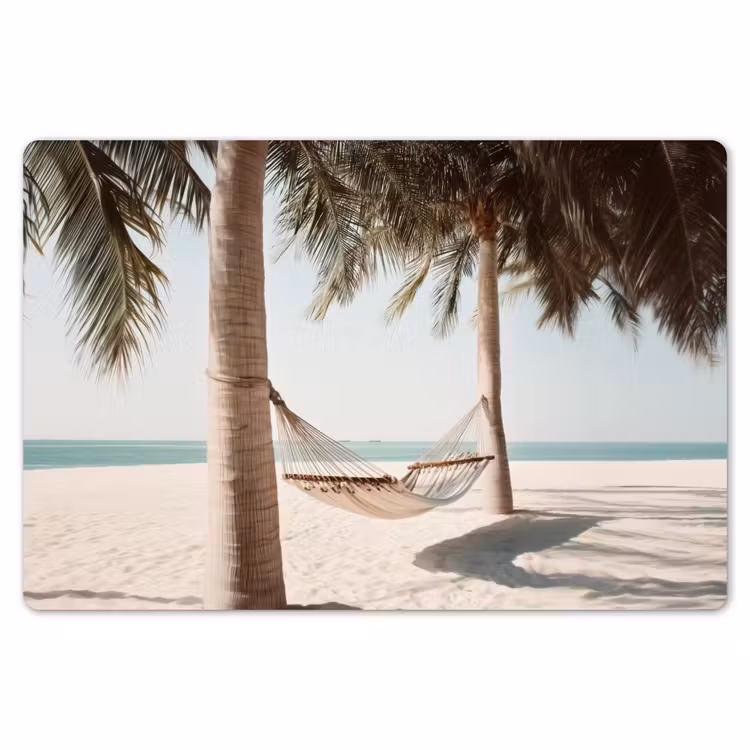 Hangmat - Palmbomen - Strand - Zee Placemat vinyl groot -zzsfeer1_Kitchenyeah-website