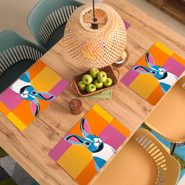 Haas - Kleurvakken - Oren - Roze Placemat vinyl groot -zzsfeer5_Kitchenyeah-website