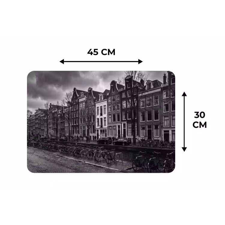 Huis - Gracht - Amsterdam - Architectuur - Zwart-wit Placemat vinyl groot -specs