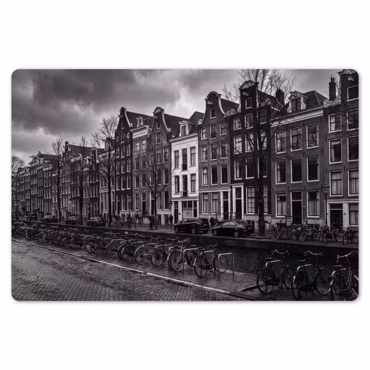 Huis - Gracht - Amsterdam - Architectuur - Zwart-wit Placemat vinyl groot -zzsfeer1_Kitchenyeah-website