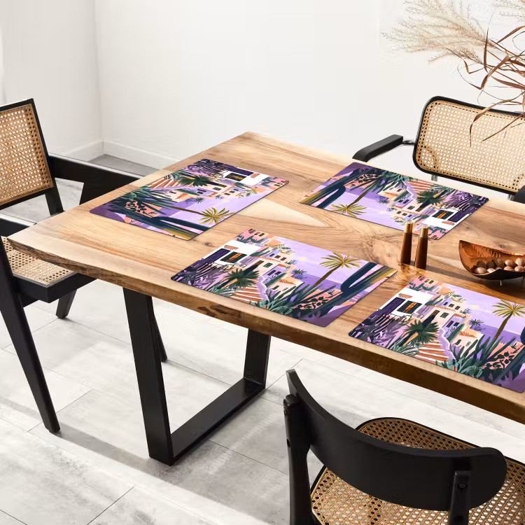 Huizen - Minimalistisch - Palmbomen - Kust Placemat vinyl groot -zzsfeer4_Kitchenyeah-website