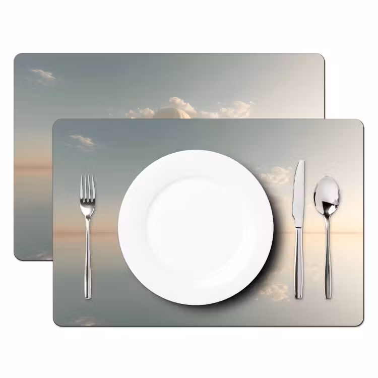 Luchtballon - Wolken - Water - Blauw Placemat vinyl groot -zzsfeer2_Kitchenyeah-website