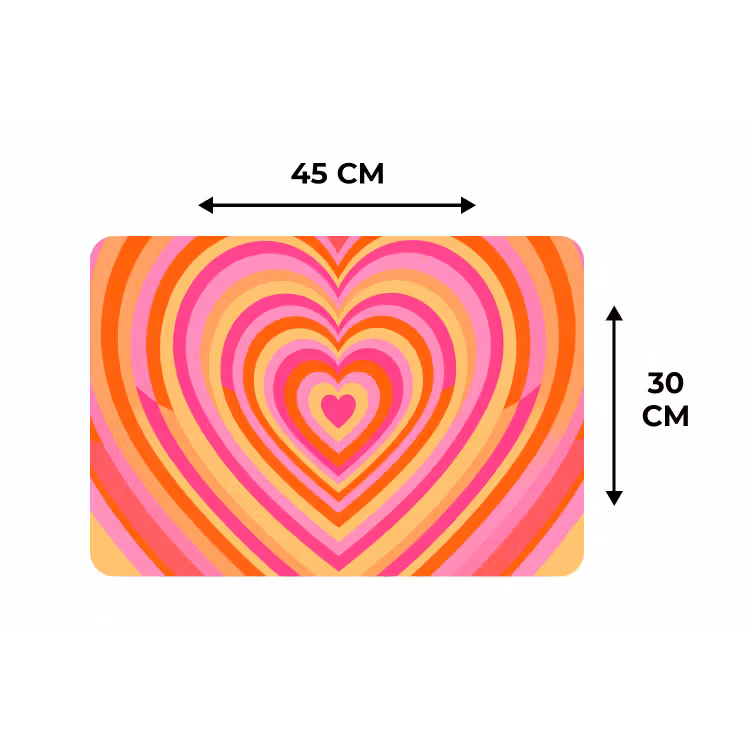 Hart - Concentrisch - Abstract - Liefde - Kleurrijk Placemat vinyl groot -specs