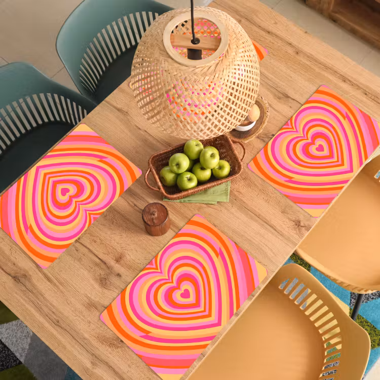 Hart - Concentrisch - Abstract - Liefde - Kleurrijk Placemat vinyl groot -zzsfeer5_Kitchenyeah-website