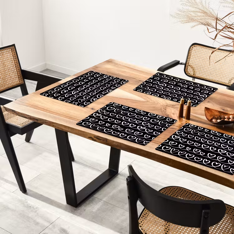 Harten - Verweven - Zwart - Wit Placemat vinyl groot 368 -zzsfeer4_Kitchenyeah-website