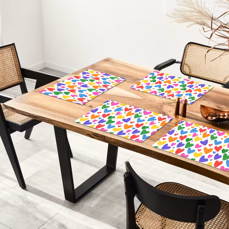 Hartjes - Patroon - Kleurrijk - Tekening Placemat vinyl groot -zzsfeer4_Kitchenyeah-website