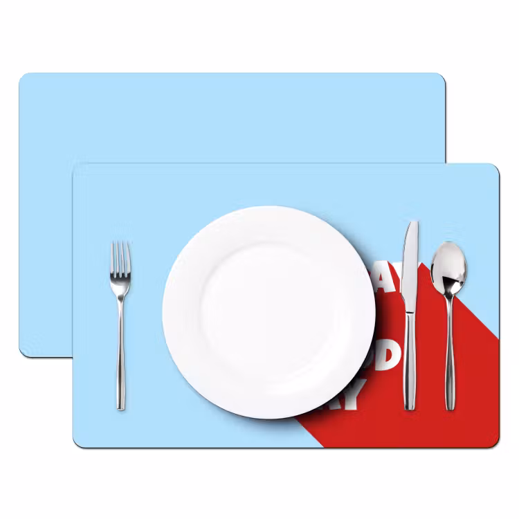 Today is a good day - Rood - lichtblauw Placemat vinyl groot -zzsfeer2_Kitchenyeah-website