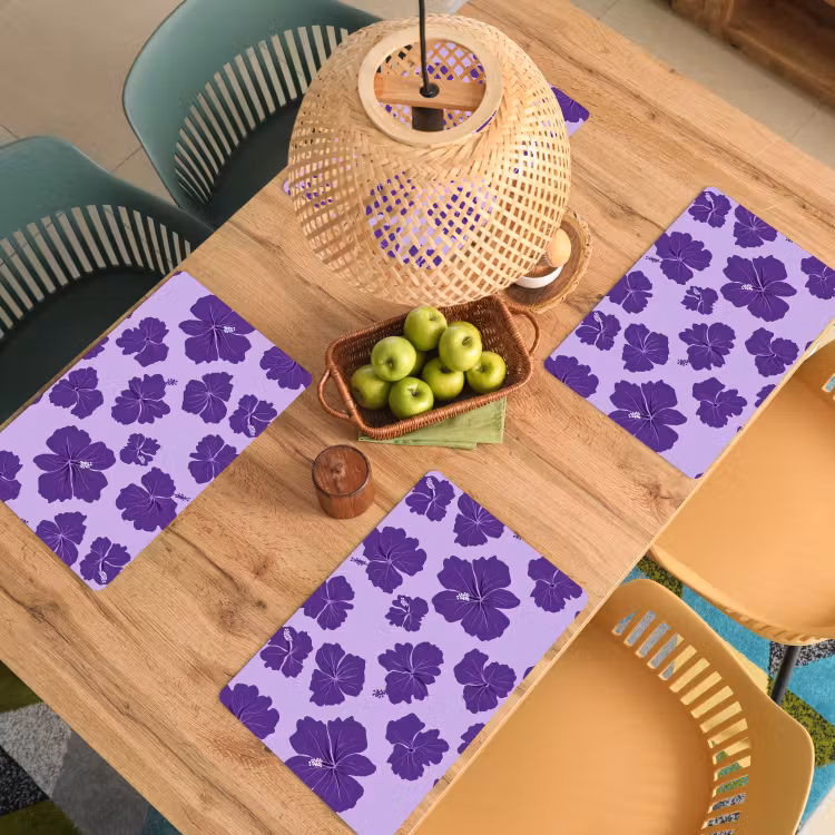 Hibiscus - Bloemen - Paars Placemat vinyl groot 368 -zzsfeer5_Kitchenyeah-website