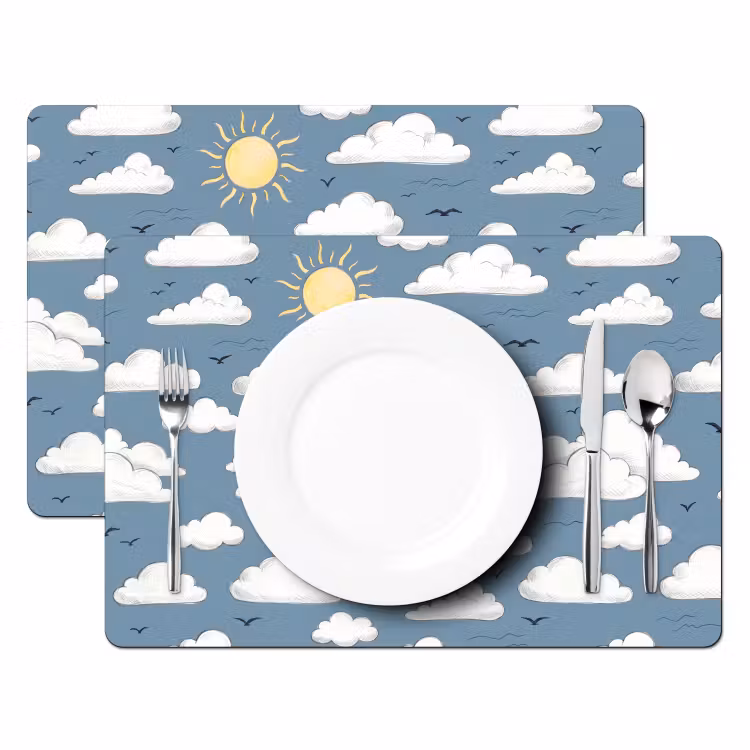 Lucht - Zon - Wolken - Natuur - Blauw Placemat vinyl groot -zzsfeer2_Kitchenyeah-website