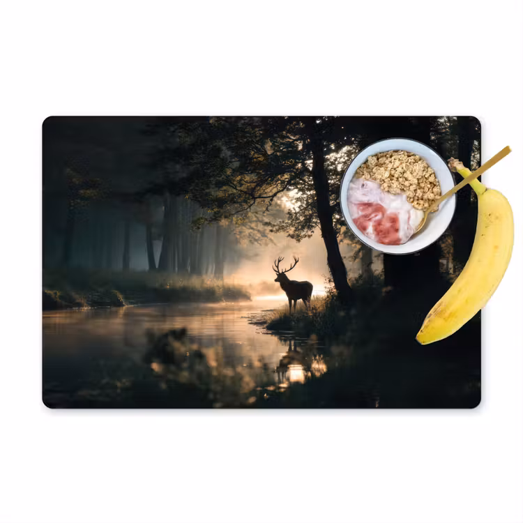 Hert - Bosbeek - Mystiek Placemat vinyl groot -zzzproduct_Kitchenyeah-website