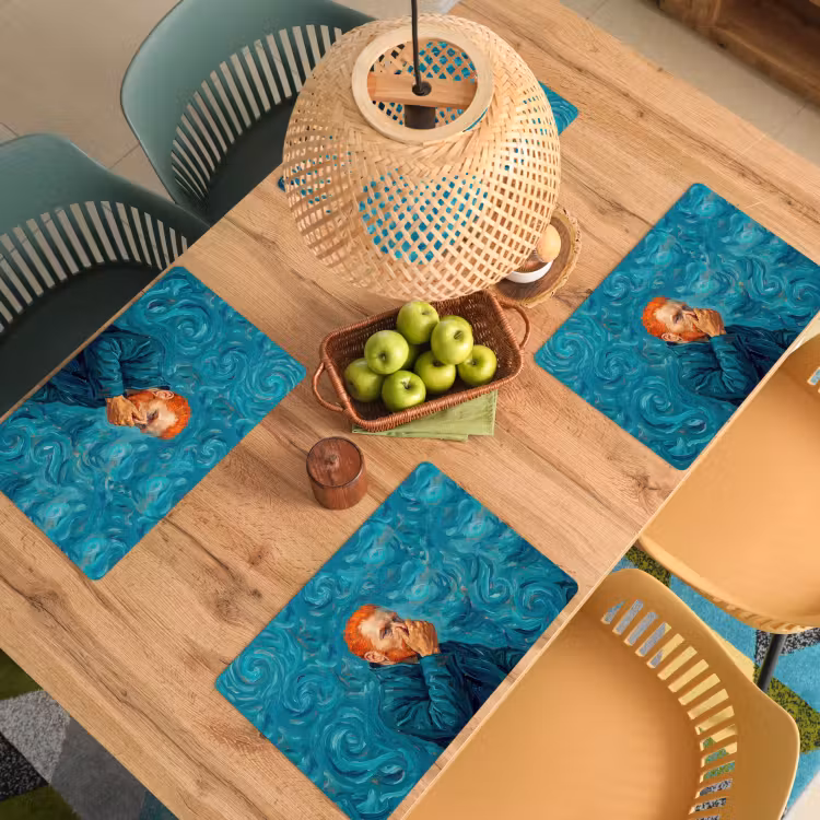 Portret - Klassiek - Blauw Placemat vinyl groot -zzsfeer5_Kitchenyeah-website