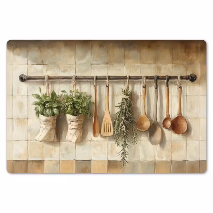 Hout - Keukengerei - Stilleven - Tegels Placemat vinyl groot -zzsfeer1_Kitchenyeah-website