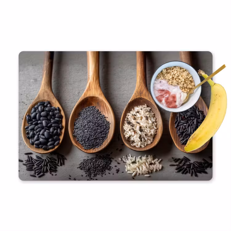 Houten - Lepels - Rijst - Zaden Placemat vinyl groot -zzzproduct_Kitchenyeah-website