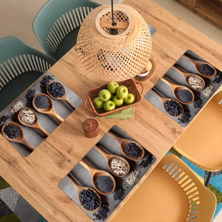 Houten - Lepels - Rijst - Zaden Placemat vinyl groot -zzsfeer5_Kitchenyeah-website