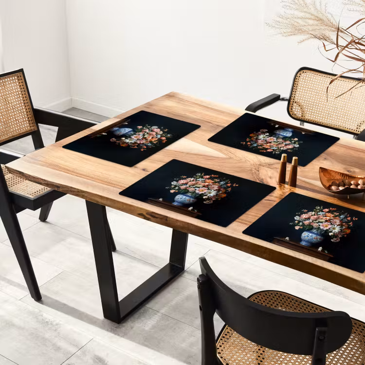 Hout - Vaas - Kleuren - Bloemen Placemat vinyl groot -zzsfeer4_Kitchenyeah-website