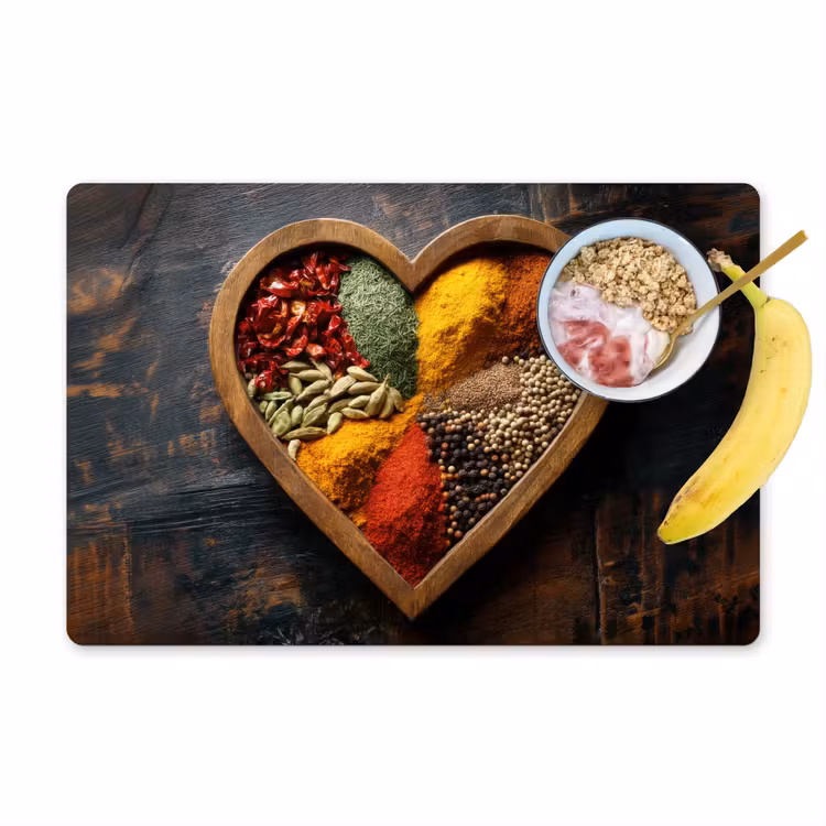 Houten - Hart - Kleurrijke - Specerijen Placemat vinyl groot -zzzproduct_Kitchenyeah-website