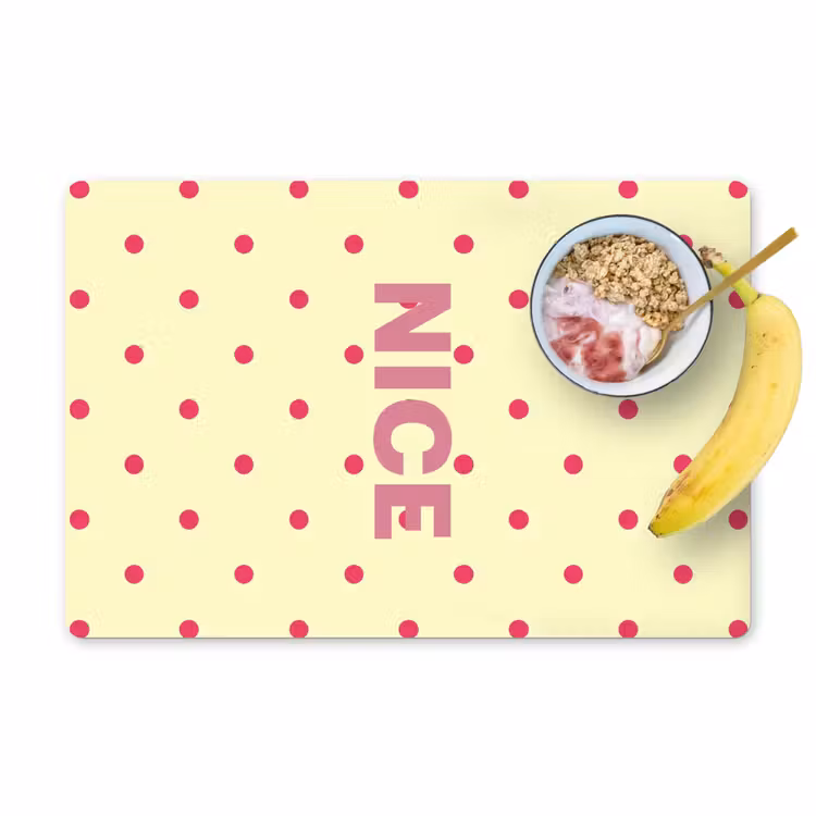 Nice - Stippen - Roze - Geel Placemat vinyl groot -zzzproduct_Kitchenyeah-website