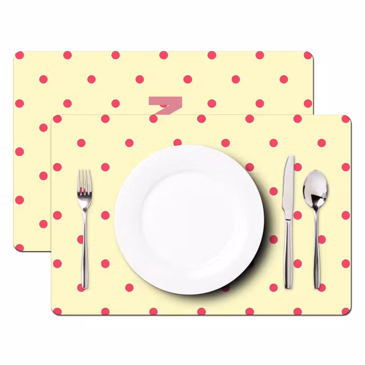 Nice - Stippen - Roze - Geel Placemat vinyl groot -zzsfeer2_Kitchenyeah-website