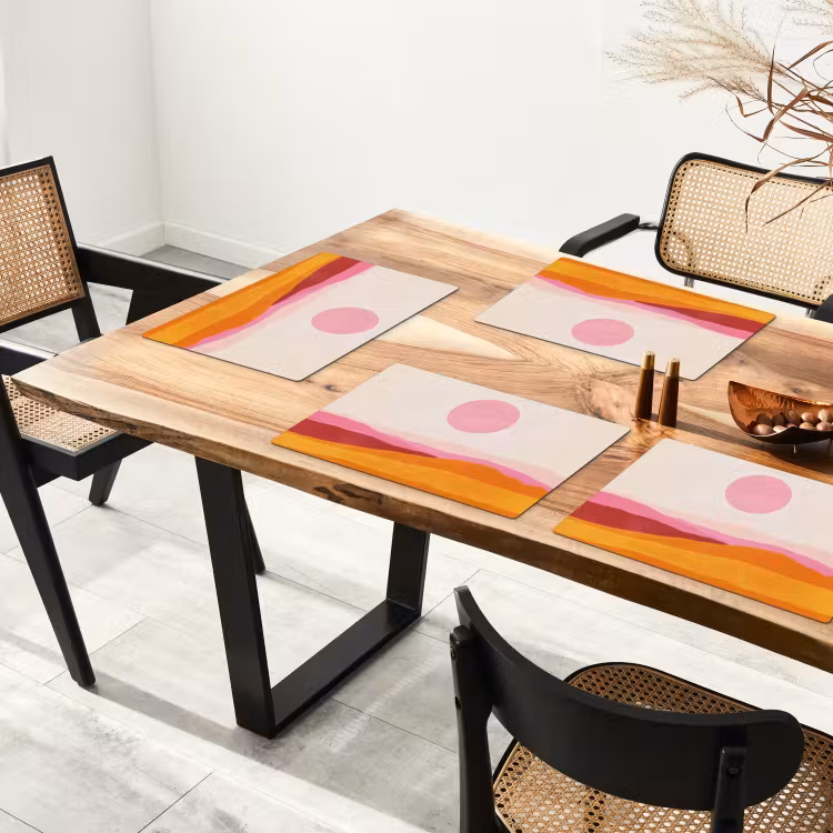 Heuvels - Oranje - Zon - Abstract Placemat vinyl groot -zzsfeer4_Kitchenyeah-website