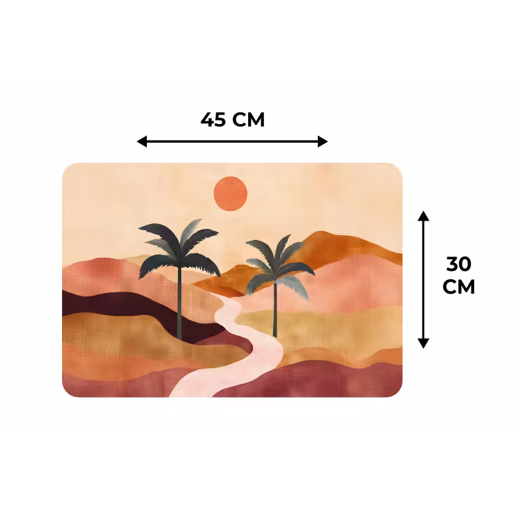 Heuvels - Palmbomen - Abstract Placemat vinyl groot -specs